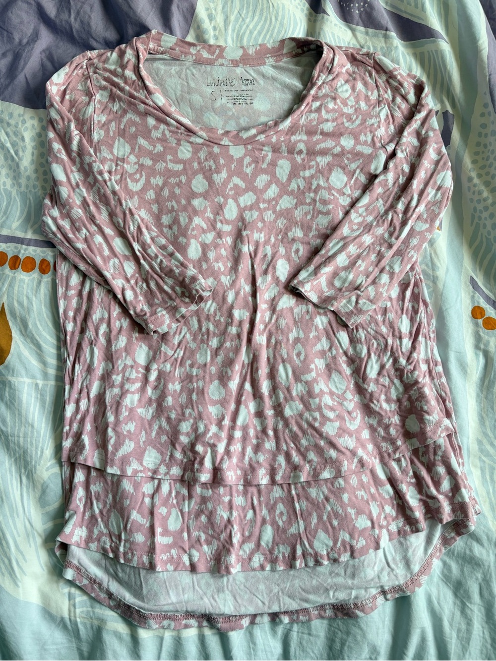 Latched Mama 3/4 sleeve nursing top Pink Animal Print